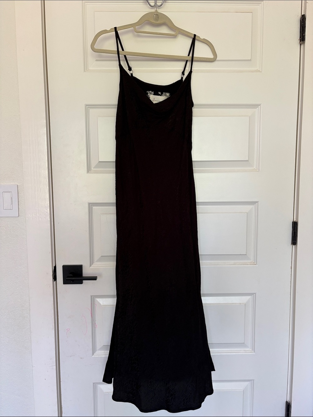 Anthropologie Black Slip Maxi Dress with Cowl Neckline